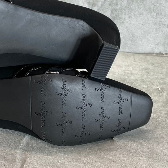 EASY STREET Women's Black Suede Entice Square-Toe Block-Heel Slip-On Pumps SZ8.5 - Picture 7 of 8